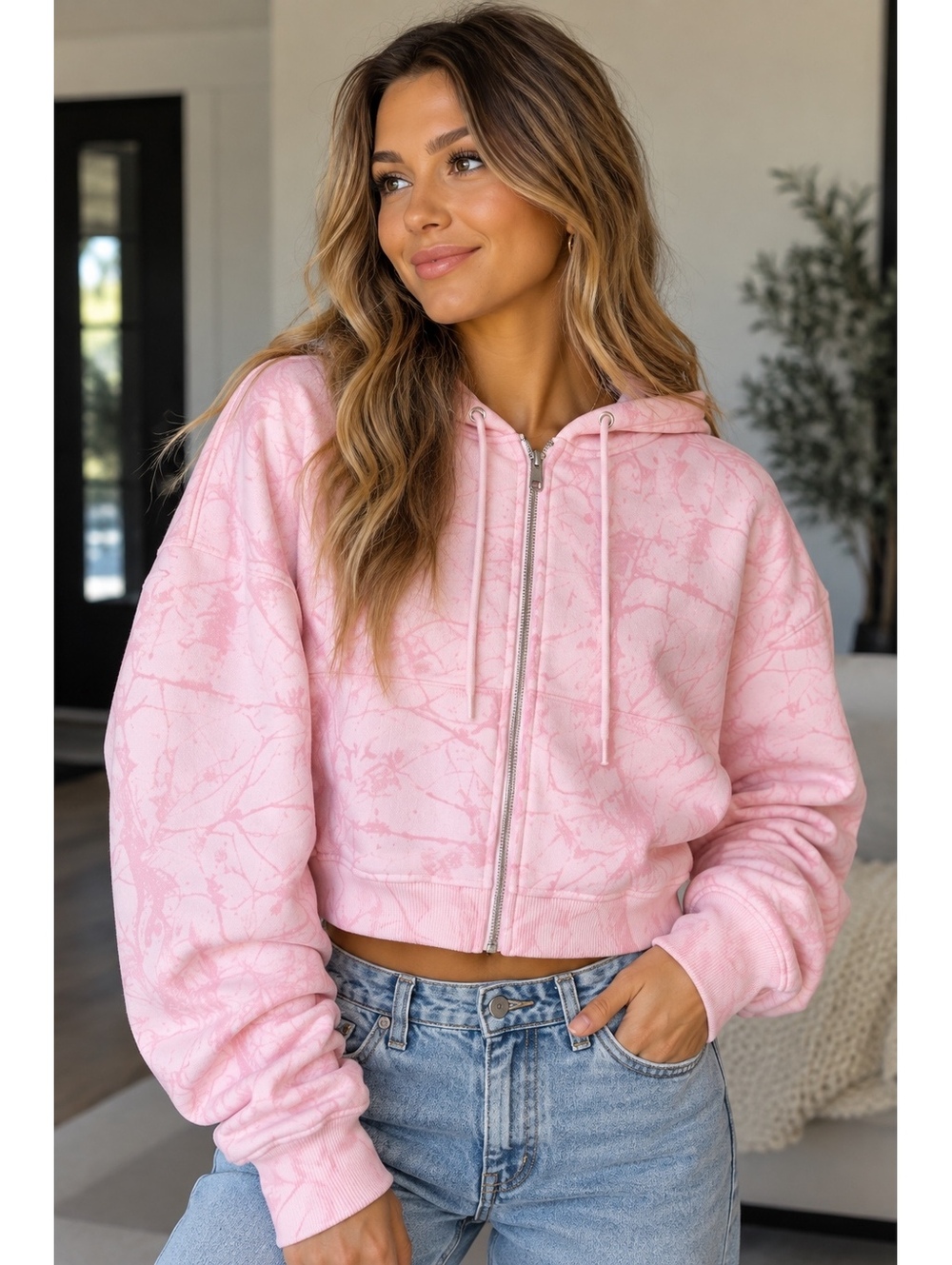 Dairy Boy Special-Edition Bubblegum Pink Camo Zip-Up Hoodie – Size Medium